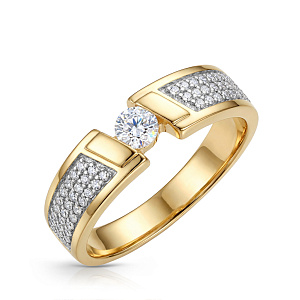 Кольцо из желтого золота с фианитом