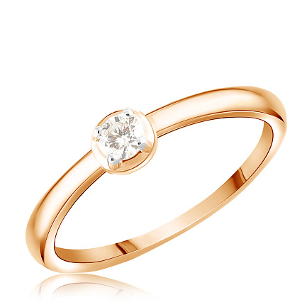 Кольцо из красного золота с бриллиантом