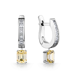 Серьги с английским замком из белого золота с бриллиантами