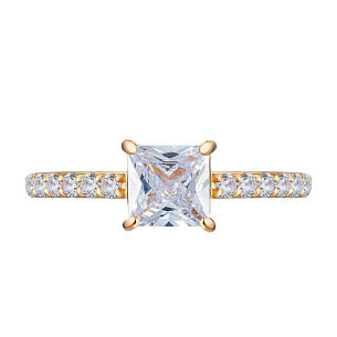 Кольцо из красного золота с фианитом