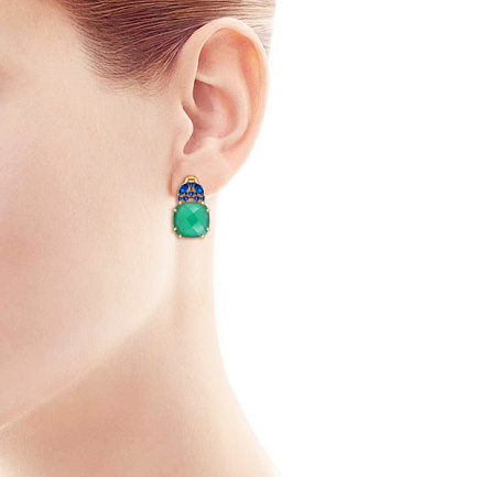 Серьги с английским замком из красного золота с агатом