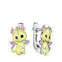 Серьги детские из серебра с эмалью