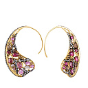 Серьги из желтого золота с бриллиантами, раухтопазами