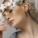 Серьги с английским замком из белого золота с бриллиантами