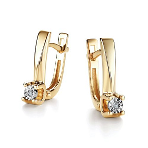 Серьги с английским замком из желтого золота