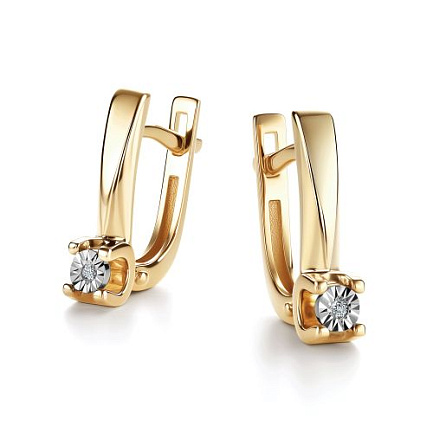 Серьги с английским замком из желтого золота