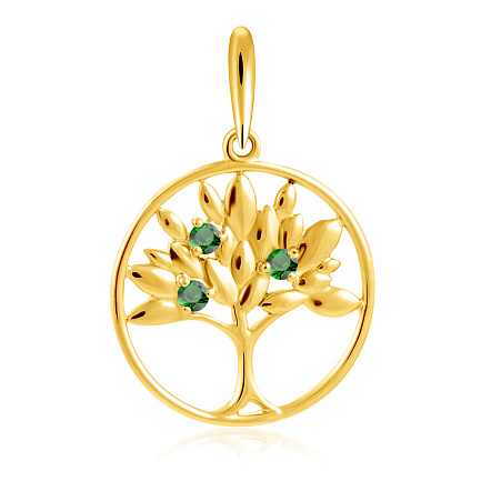 Подвеска из желтого золота с фианитом