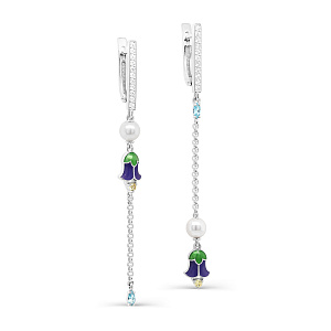 Серьги с английским замком из серебра с жемчугом