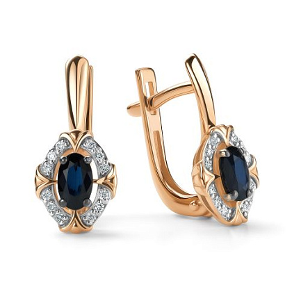 Серьги с английским замком из красного золота с бриллиантами