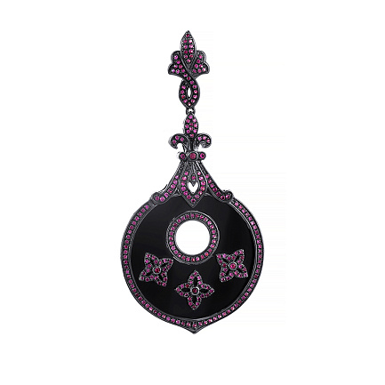 Подвеска из серебра с ониксом, рубином