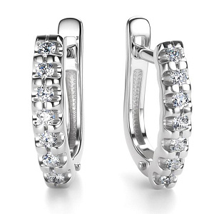 Серьги с английским замком из белого золота с бриллиантами