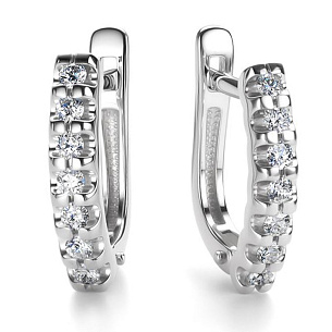 Серьги с английским замком из белого золота с бриллиантом