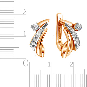 Серьги с английским замком из красного золота с бриллиантом