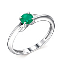 Кольцо из серебра с бриллиантами, агатом