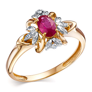 Кольцо из красного золота с рубином