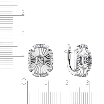 Серьги с английским замком из белого золота с бриллиантами