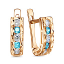 Серьги с английским замком из красного золота с фианитами