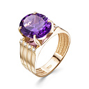 Кольцо из красного золота с бриллиантами, аметистом