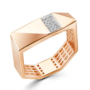 Кольцо из красного золота с бриллиантом