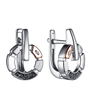 Серьги с английским замком из серебра с бриллиантом