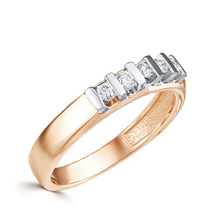 Кольцо из красного золота с бриллиантом