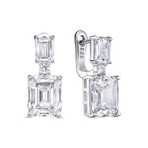 Серьги с английским замком из серебра с фианитами