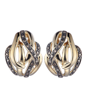 Серьги из желтого золота с бриллиантами