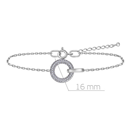 Браслет декоративный из серебра с фианитом