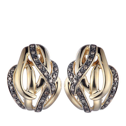 Серьги из желтого золота с бриллиантами