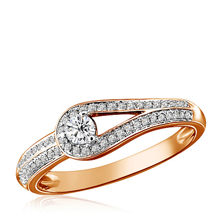 Кольцо из красного золота с бриллиантами