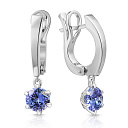 Серьги с английским замком из белого золота с танзанитом