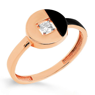 Кольцо из красного золота с бриллиантом