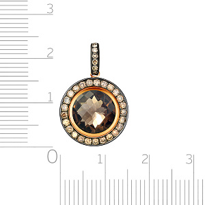 Подвеска из красного золота с бриллиантами, кварцем