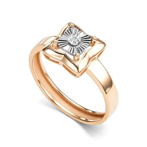 Кольцо из красного золота с бриллиантом