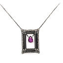 Колье из белого золота с бриллиантами, сапфиром