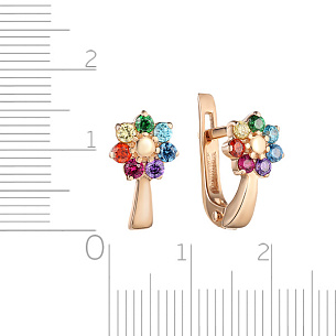 Серьги детские из красного золота с фианитом