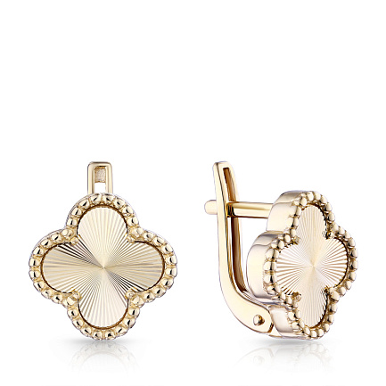 Серьги с английским замком из желтого золота