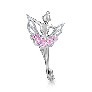 Брошь из серебра с фианитом