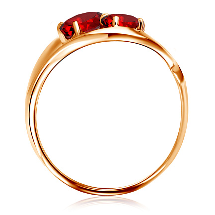 Кольцо из красного золота с гранатами, фианитами