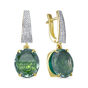 Серьги с английским замком из желтого золота с бриллиантами