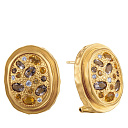 Серьги из желтого золота с бриллиантами, раухтопазами