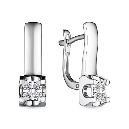 Серьги с английским замком из белого золота с бриллиантами