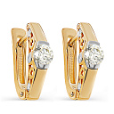 Серьги с английским замком из желтого золота с бриллиантами