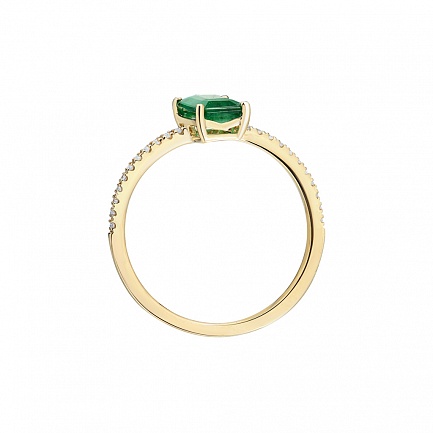 Кольцо из желтого золота с бриллиантами, изумрудом