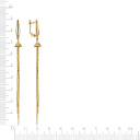 Серьги с английским замком из желтого золота с фианитом, плетение якорное