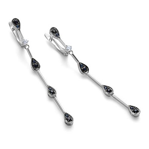 Серьги с английским замком из белого золота с бриллиантами