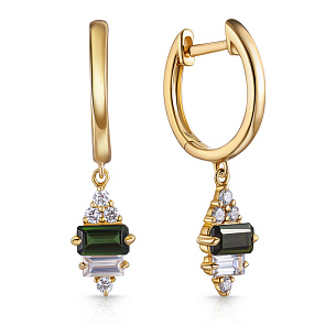 Конго с турмалином, бриллиантами и сапфиром из желтого золота