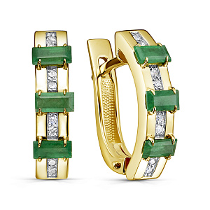 Серьги с английским замком из желтого золота с бриллиантами