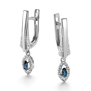 Серьги с английским замком из белого золота с бриллиантом