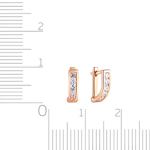 Серьги детские из красного золота с фианитом